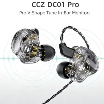 Auriculares intrauditivos con cable CCZ DC01 Pro, potente controlador dinámico único para bajos, monitor intrauditivo, cómodo gancho patentado para la oreja, para juegos, músicos, grabación de