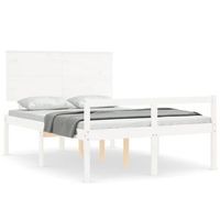 cama para personas mayores con cabecero madera maciza blanco vidaxl