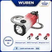 linterna wuben e2 edc ultraligera con luz estroboscopica linterna de cuello mini linterna recargable para llavero ip66 luz de bolsillo para camping