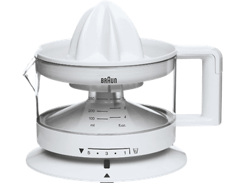 Exprimidor - Braun eléctrico Tribute Collection CJ3000WH, 20 W de potencia, Capacidad vaso 0,35 l, Apto para lavavajillas, Blanco