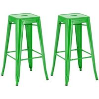 juego de 2 taburetes de bar joshua metal verde 43x43x76 cm clp