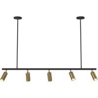 lampara de techo rail - 5 focos dorados ajustables - 110cm dorado