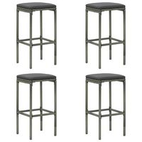 pack 4 uds taburetes altos  taburete de cocina  taburetes de bar con cojines ratan sintetico gris cfw49788