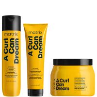 matrix a curl can dream manuka honey infused shampoo mask and leave-in cream routine for curls and coils