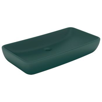 Lavabo De Baño Moderno | Lavabo Rectangular De Lujo Cerámica Verde Oscuro Mate 71x38cm