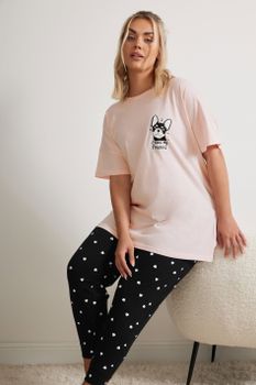 Yours Pijama Algodón Rosa Y Negro Bulldog Francés