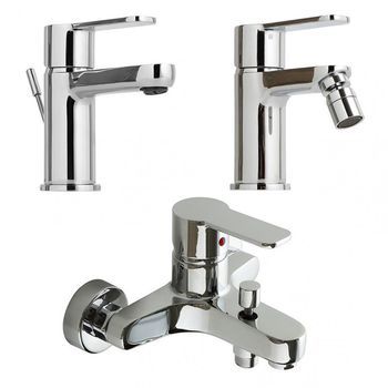 Kit Grifería Baño Mezclador Bidet, Lavabo, Bañera Acabado Cromado | Nora