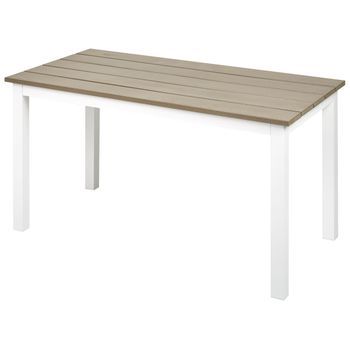 Mesa De Centro De Jardín 96 X 52 Cm Exterior Madera Plástica Clara Y Base Blanca Messina