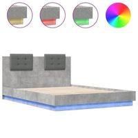 estructura de cama cabecero luces led gris hormigon 150x200 cm vidaxl