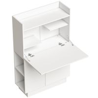 homcom escritorio de ordenador plegable escritorio informatico con superficie abatible estantes y armario 80x30x128cm blanco   aosom espana