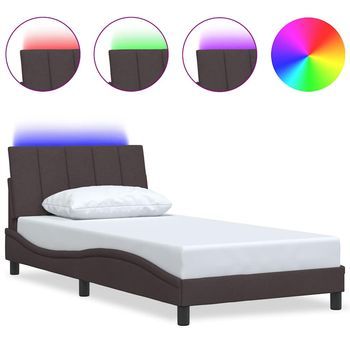 Cama Individual | Cama Para Adultos | Estructura De Cama Sin Colchón Tela Marrón Oscuro 100x200 Cm