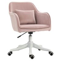 vinsetto silla de oficina de terciopelo con masaje cojin lumbar integrado altura ajustable giratoria 360 en rosa empolvado   aosom espana