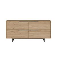 aparador de 4 puertas con acabado en madera y metal negro 160 x 75 cm abey