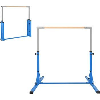 Barra De Gimnasia Plegable Para Niños, Barra Horizontal Gimnasia Costway 136 X 172 X 150 Cm Azul
