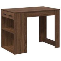 escritorio con cajon estante madera contrachapada marron roble vidaxl