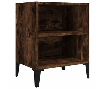 Vidaxl mesita de noche con patas de metal roble ahumado 40x30x50 cm