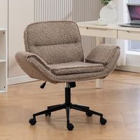 silla de escritorio - mueble de oficina - tejido teddy y hierro - marron 48x54x918cm