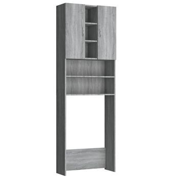 Armario De Lavadora Gris Sonoma 64x25,5x190 Cm Vidaxl