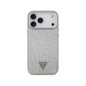 Guess Funda Para Iphone 17 Pro Max – Carcasa De Polipiel Plata Con Purpurina Y Magsafe, Diseño Elegante Y Ajuste Preciso