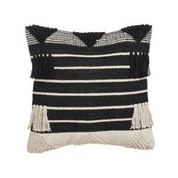 cojin de algodon beige negro 50 x 50 cm hecho a mano patron geometrico chittoor