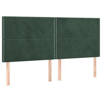Cabecero Cama Mueble De Dormitorio Con Luces Led Terciopelo 180 X 5 X 118/128 Cm Verde Oscuro M02_0002817