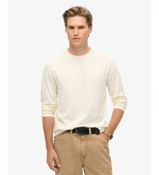 Superdry para hombre. M6010879A Camiseta Classic Essential blanco roto (XXL), Casual, Algodón, Manga larga