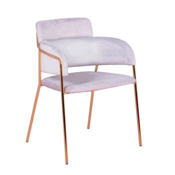 Silla de diseño tapizada en terciopelo y patas doradas, gris
