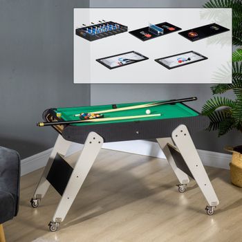 Mesa Multijuego Homcom Mdf Resina Acero Inoxidable,120x88x79cm, Negro