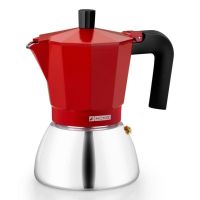 cafetera italiana monix induction inox m863106 370ml 6 tazas aluminio-acero roja apta induccion