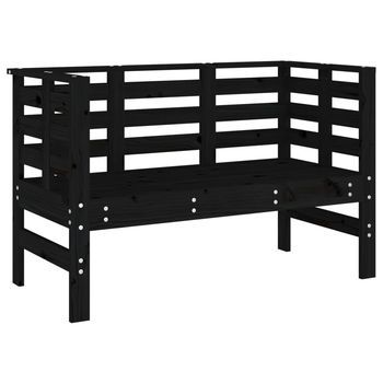 Banco De Jardín | Banco De Exterior | Silla De Jardín Madera Maciza De Pino Negro 111,5x53x71 Cm