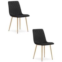 set de 2 silla de comedor terciopelo valora turin asiento de terciopelo negro