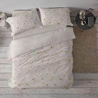 funda nordica 50 algodon diseno botanico rosa palo 150 x 190200 cm - ocre - burrito blanco