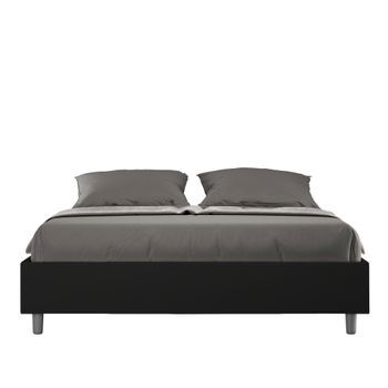 Cama Con Almacenaje Acolchada Sin Cabecero 160x200 Cuero Sintético Negro Azelia
