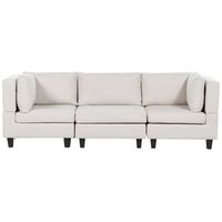sofa modular moderno 3 plazas tapizado tela poliester respaldo acolchado beige claro unstad