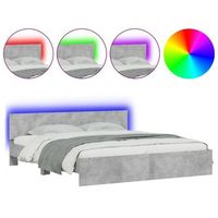 estructura de cama cabecero y luces led gris hormigon 180x200cm vidaxl