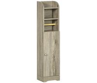 kleankin armario de bano columna auxiliar de bano armario multiusos con estante ajustable y portarrollos de papel para dormitorio 23x18x100 cm gris