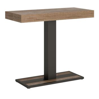 Consola extensible 90x40/196 cm efecto madera roble natural, hierro