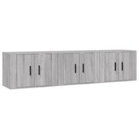 3 uds muebles tv de pared  mueble de salon  armario tv gris sonoma 57x345x40 cm