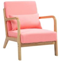 homcom butaca nordica con reposabrazos cojin carga 120 kg 61x78x76 cm rosa