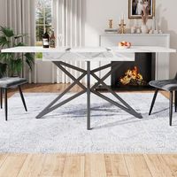 mesa extensible 120r160 x 80 cm nogalimitacion marmol patas en estrella de hierro negro desayunococina