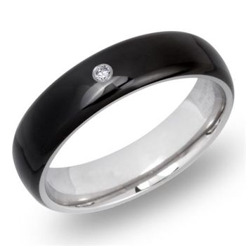 Anillo de titanio negro con diamante 0,02 ct