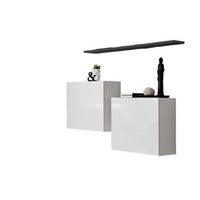 conjunto de muebles de salon switch sbi de diseno en color blanco brillante con estanteria gris
