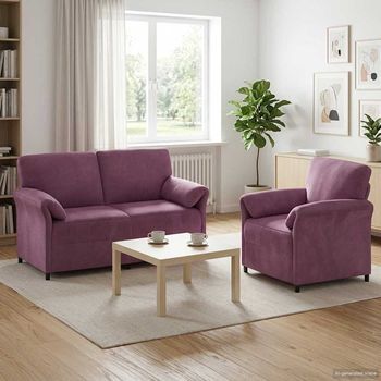 Vidaxl Juego De Sofá 2 Uds. Morado Terciopelo