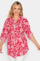 yours camisa roja de flores rosas con jaretas mujer curvy y tallas grandes yours
