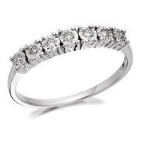 9ct white gold diamond half eternity ring - 7pts - d6329-j