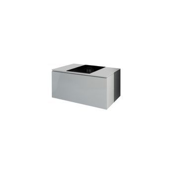 Mueble Bajo Lavabo Suspendido Colección Owl, Blanco Mate Y Brillante, Placa De Vidrio Negro, Ideal Para Baño.