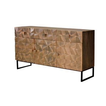 Aparador Industrial Madera Mango Y Detalles En Metal