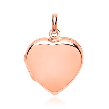 Medallón de corazón pulido chapado en oro rosa