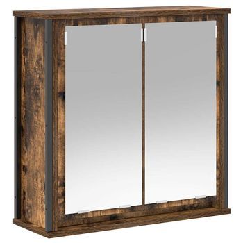 Mueble De Baño | Armario De Baño De Pared Con Espejo Roble Ahumado 60x21x60 Cm