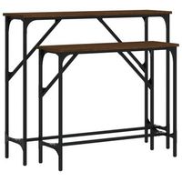 pack 2 uds mesas consola  mesa de entrada  mesa auxiliars madera de ingenieria marron roble